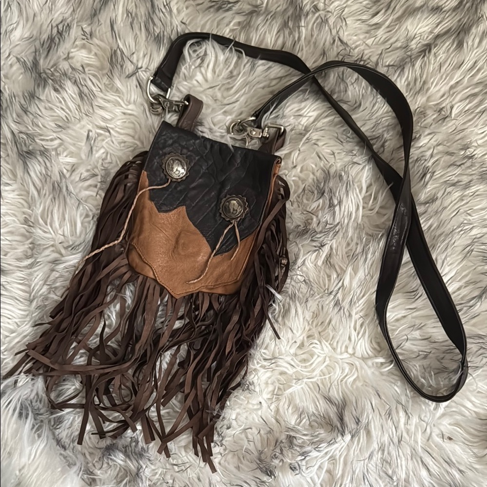 Authentic leather fringe satchel Crossbody Bag Tribe America